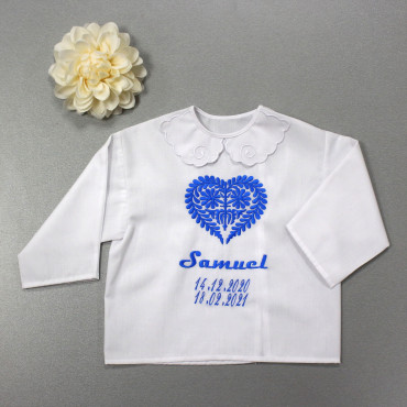 Krstová košilka - chlapecká: Listové srdce