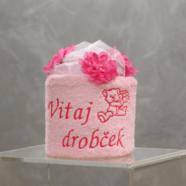 Plenkový dort Vítej drobeček, růžový
