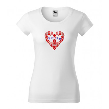 Folklórní tričko krátký rukáv s výšivkou barevné srdce vzor č.2