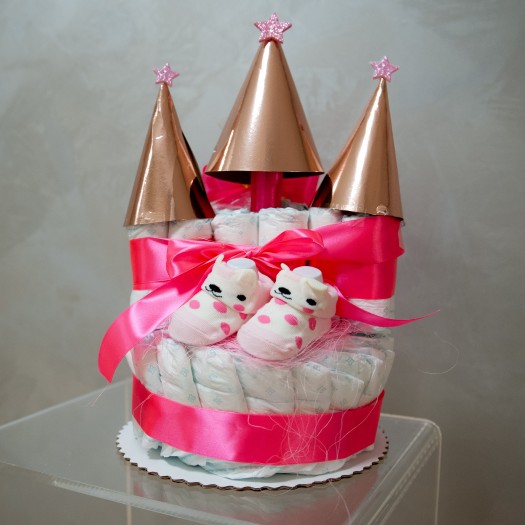 Plenkový dort hrad růžový