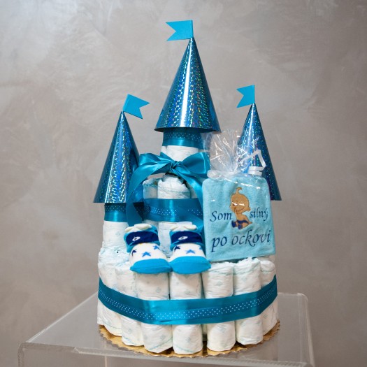 Plenkový dort hrad modrý