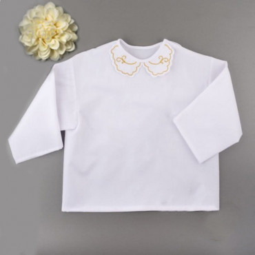 Krstová košilka čistá bílo-zlatý límeček