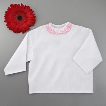 Krstová košilka čistá růžový límeček