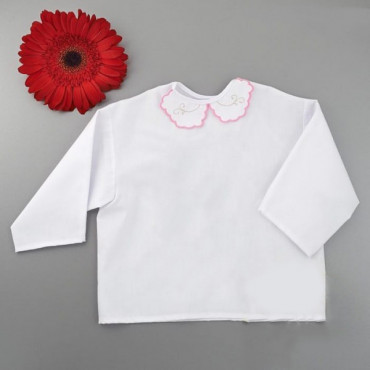 Krstová košilka čistá růžovo-stříbrný límeček