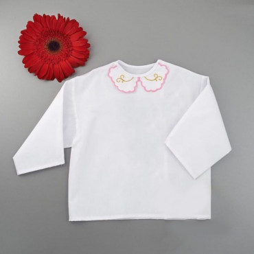 Krstová košilka čistá růžovo-zlatý límeček