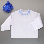 Krstová košilka čistá modrý límeček