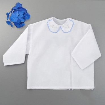Krstová košilka čistá modro-stříbrný límeček