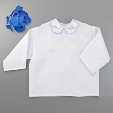 Krstová košilka čistá modro-zlatý límeček