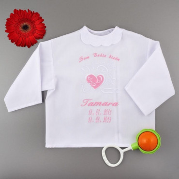 Křestní košilka - dívčí: Plné srdce