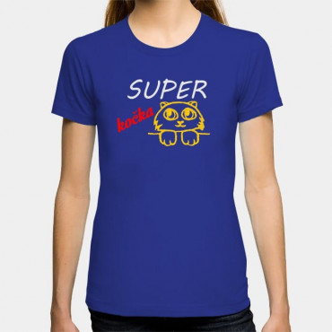 Dámské humorné tričko s výšivkou: Super kočka + kočka