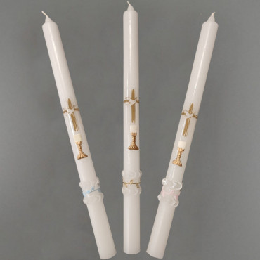 Krstová svíčka zlatá: bílá, modrá, růžová