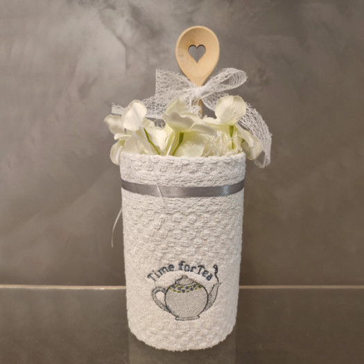 Utěrkový dort čas na čaj bílá