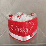 Dárek z osušek ve tvaru srdce: Z lásky + půlsrdce
