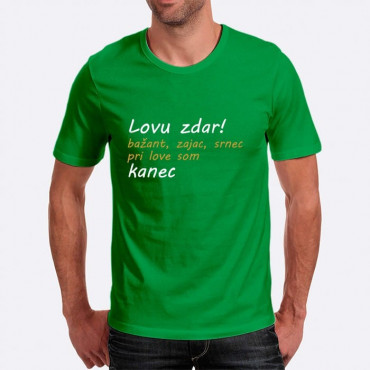 Pánské humorné tričko s výšivkou: Lovu zdar! Bažant, zajíc, srnec při lovu jsem kanec + kanec
