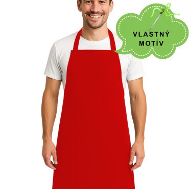 Zástěra pánská červená s vlastním motivem