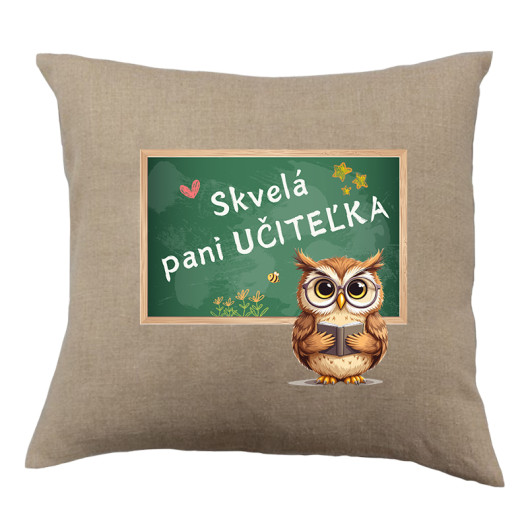 Polštář s nápisem Skvělá paní učitelka