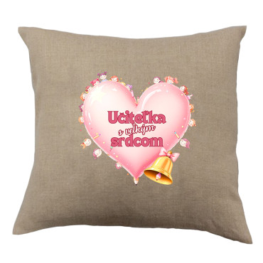 Polštář s nápisem Učitelka s velkým srdcem