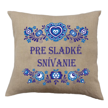 Polštář s modrým nápisem Pro sladké SNĚNÍ