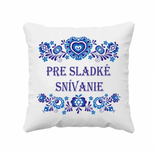olštář s modrým nápisem Pro sladké SNĚNÍ