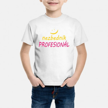 Dětské humorné tričko s výšivkou: smajlík + rošťák PROFESIONÁL