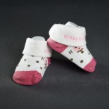 Kojenecké ponožtičky: bílo - růžové s hnědými tečkami