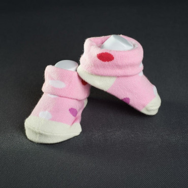 Kojenecké ponožky: růžovo - bílé s tečkami