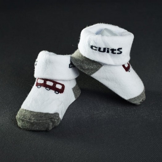Kojenecké ponožky: bílo - šedé s autem