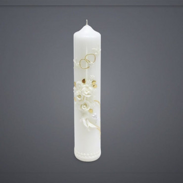 Svatební svíčka - růžičky bílé