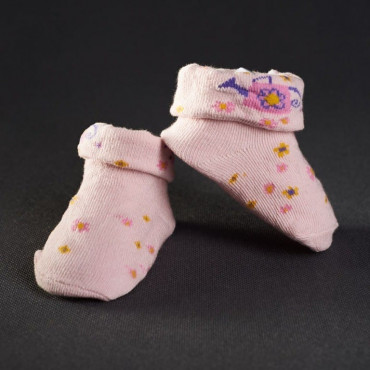 Kojenecké ponožky: staro - růžové s kvítky