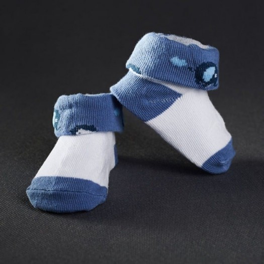 Kojenecké ponožky: bílé s tmavě-modrou